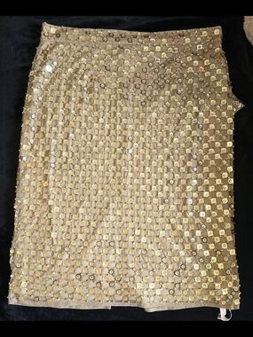 Mac Duggal Sequin Fitted Skirt Gold Xl Nwt Sold Out